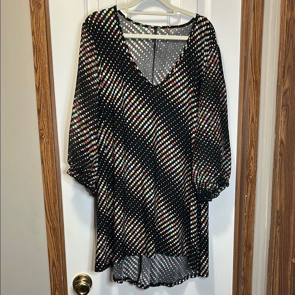 Yummy Plus Colorful Polka Dot Blouse 3X EUC